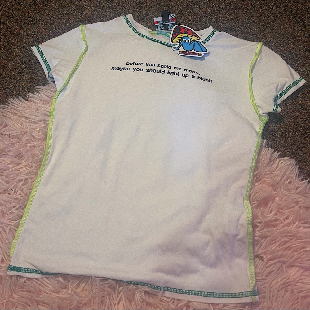 Omighty Omweekend Green Stoner 420 Baby Tee T Shirt Sz XS